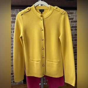 Talbots stylish Merino Marigold Cardigan with Gold Accents